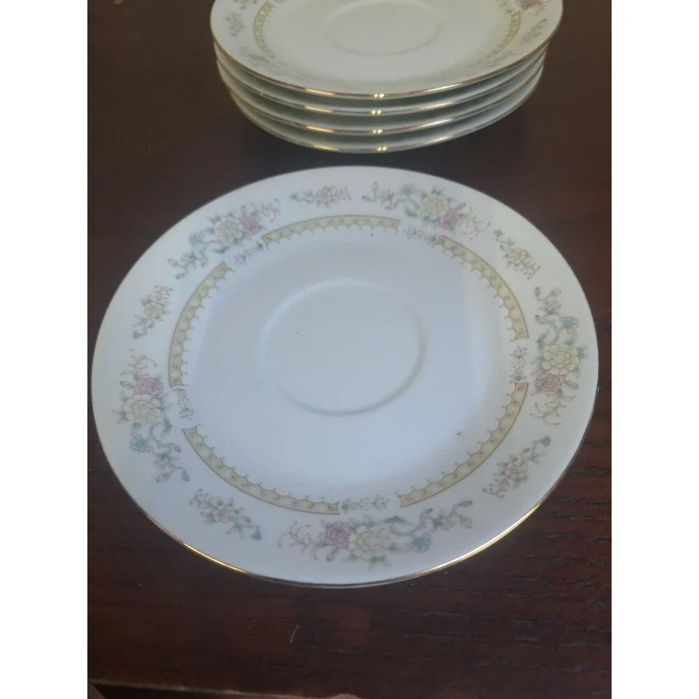 Swt Of 5 1980s Baum Bros. Ming Floral China Saucers 1599